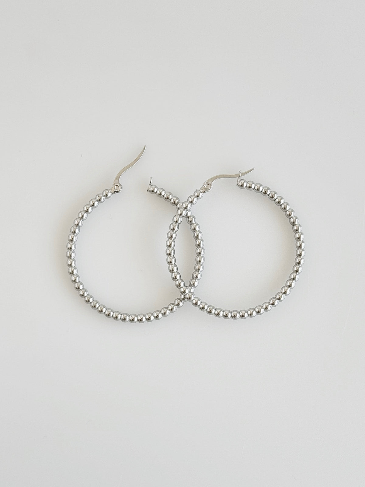 Stainless Steel Beaded Hoops Earring-230 Jewelry-NYC-Coastal Bloom Boutique, find the trendiest versions of the popular styles and looks Located in Indialantic, FL