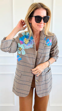CB CUSTOM - The Heavenly Garden Blazer-160 Jackets-Blue Velvet / HOLLY-Coastal Bloom Boutique, find the trendiest versions of the popular styles and looks Located in Indialantic, FL
