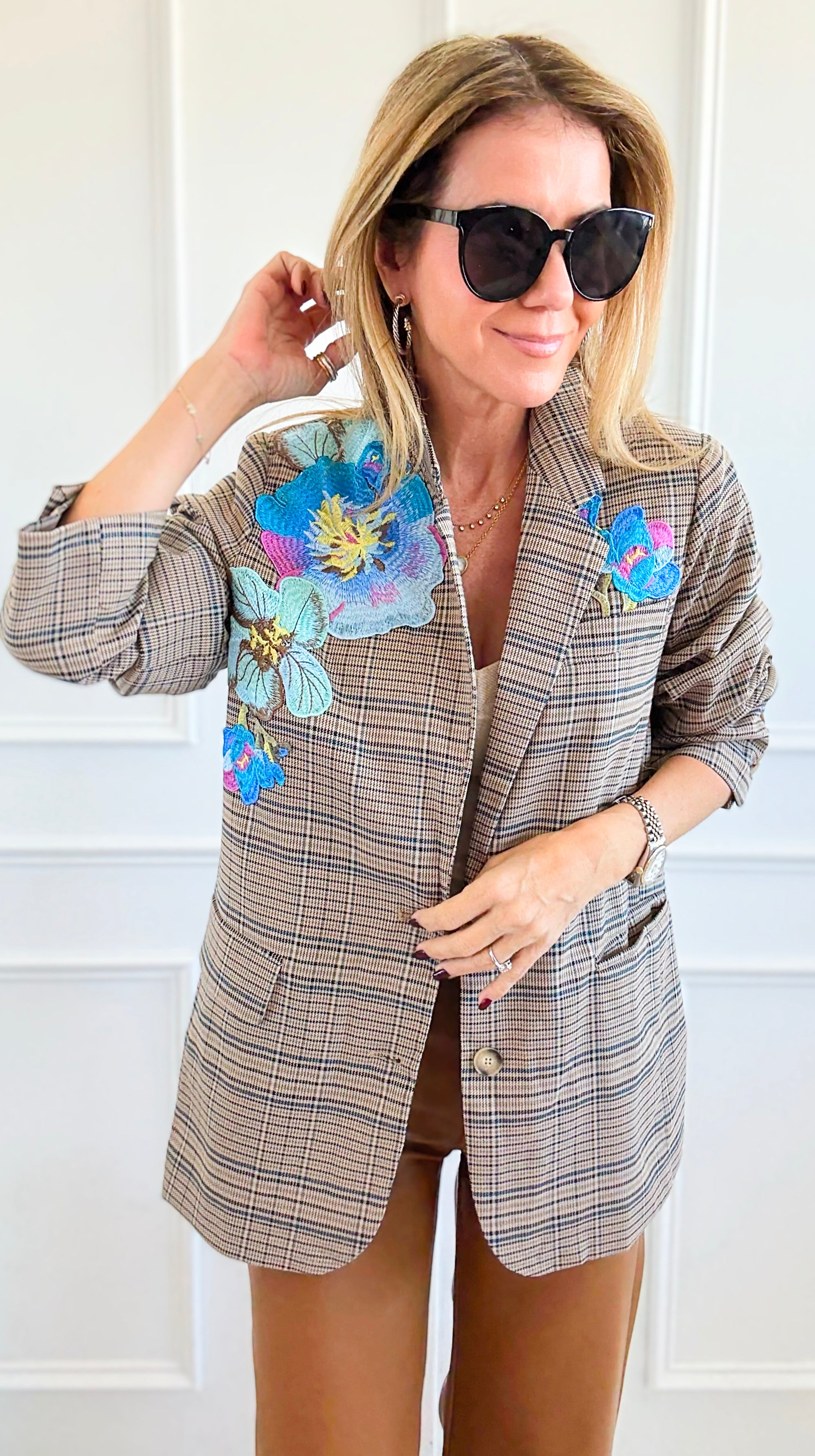 CB CUSTOM - The Heavenly Garden Blazer-160 Jackets-Blue Velvet / HOLLY-Coastal Bloom Boutique, find the trendiest versions of the popular styles and looks Located in Indialantic, FL