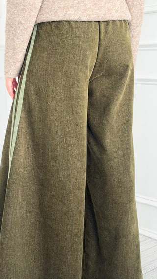 Velvet Lane Wide Leg Italian Pant- Olive