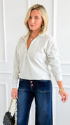 Weekend Ease Ribbed Sweatshirt - Heather Grey-130 Long Sleeve Tops-IRIS-Coastal Bloom Boutique, find the trendiest versions of the popular styles and looks Located in Indialantic, FL