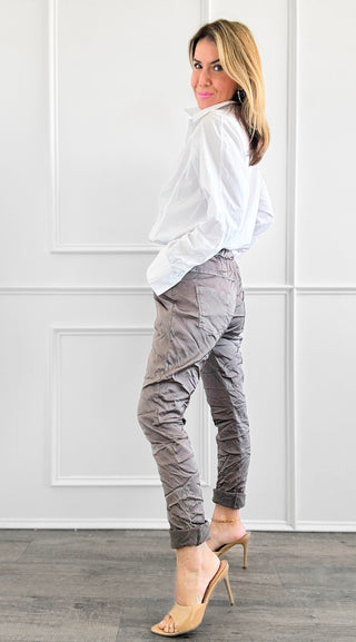 Italian Wish List Jogger- Dark Taupe-180 Joggers-Italianissimo-Coastal Bloom Boutique, find the trendiest versions of the popular styles and looks Located in Indialantic, FL