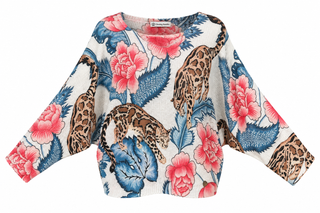 Floral Leopard V- Neck St Tropez Italian Knit
