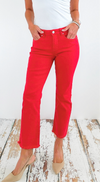 Mid-Rise Fray Hem Cropped Straight Jeans - Scarlet-190 Denim-Risen-Coastal Bloom Boutique, find the trendiest versions of the popular styles and looks Located in Indialantic, FL