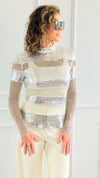 Shimmer Lines Long Sleeve Top-130 Long Sleeve Tops-JJ'S FAIRYLAND-Coastal Bloom Boutique, find the trendiest versions of the popular styles and looks Located in Indialantic, FL