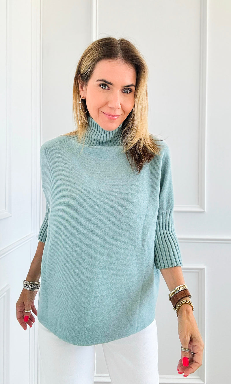 Break Free Italian Sweater Top- Dusty Teal-140 Sweaters-Italianissimo-Coastal Bloom Boutique, find the trendiest versions of the popular styles and looks Located in Indialantic, FL