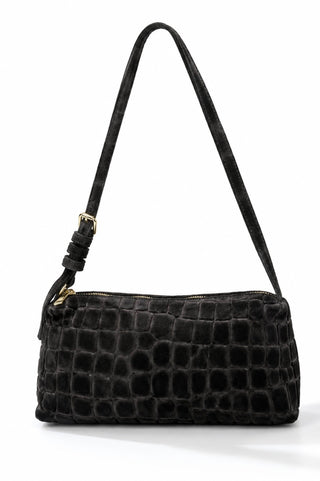 Velvet Mood Italian Suede Bag- Black