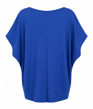 Margo Short Sleeve Scuba Boatneck Top - Royal Blue