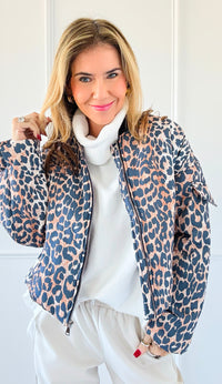 Leopard Print Bomber Jacket-160 Jackets-7Mango7-Coastal Bloom Boutique, find the trendiest versions of the popular styles and looks Located in Indialantic, FL