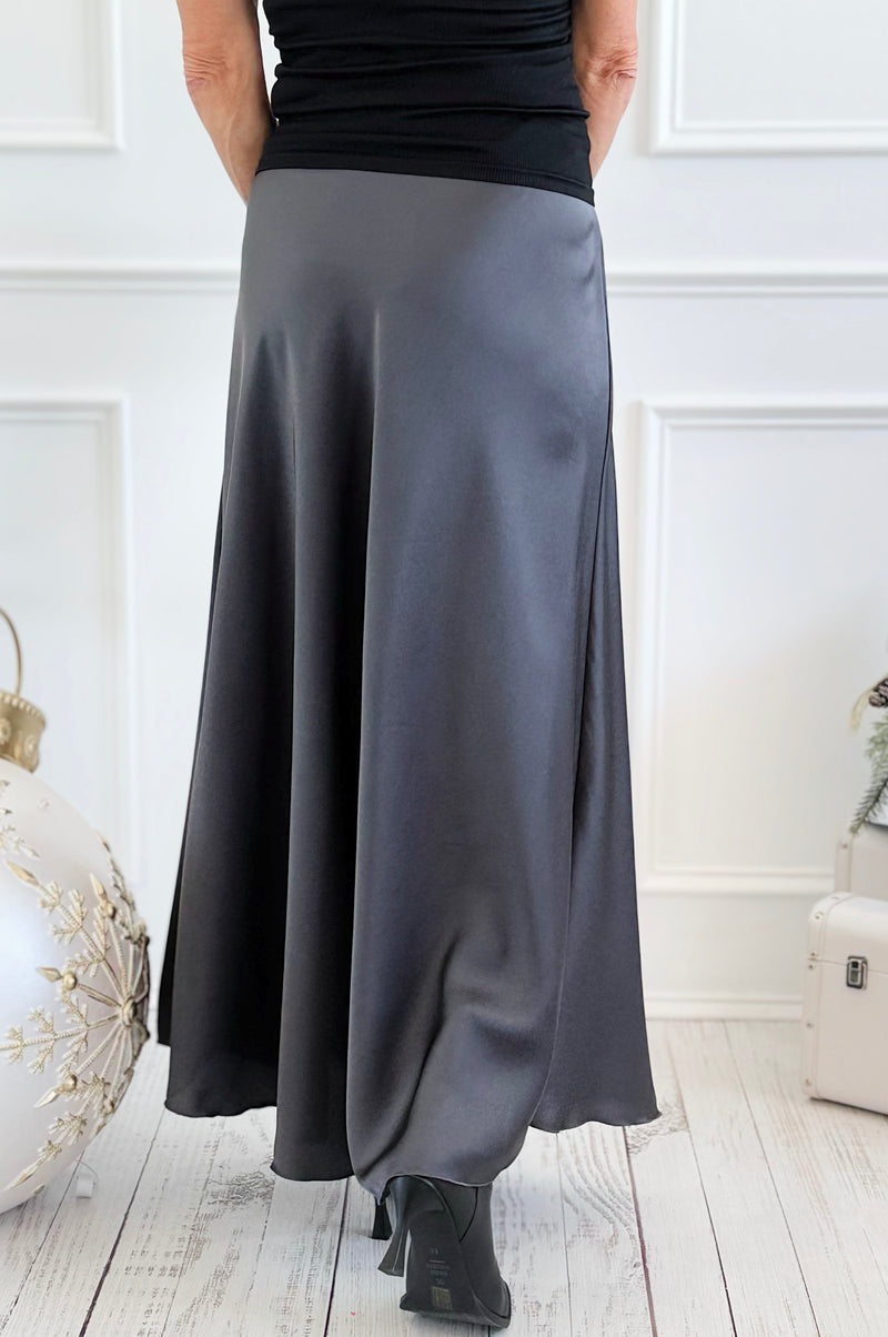 Isabella Italian Skirt- Charcoal-170 Bottoms-SEE YOU IN ROME-Coastal Bloom Boutique, find the trendiest versions of the popular styles and looks Located in Indialantic, FL