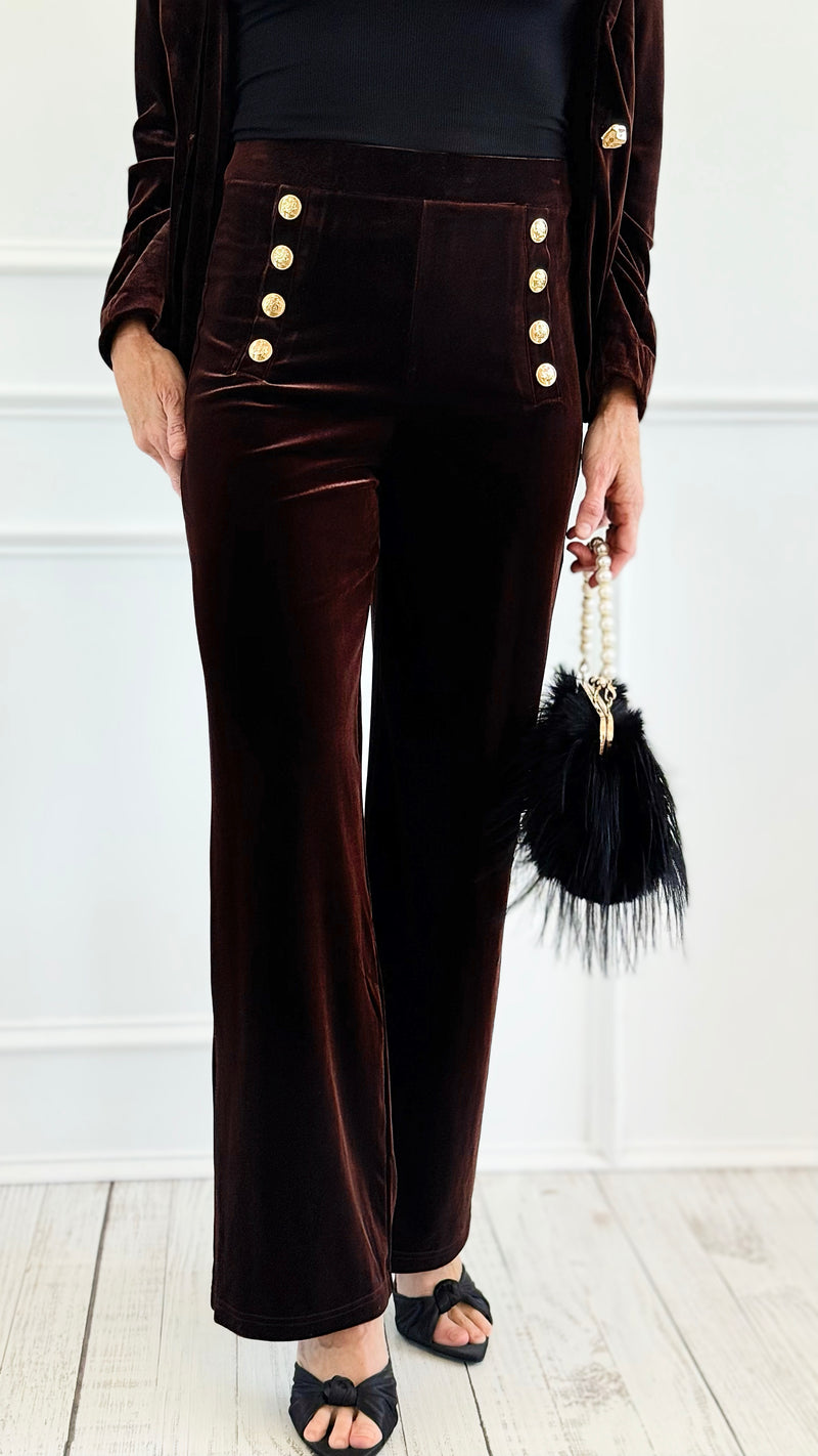 Smooth Sailing Velvet Pants - Brown-170 Bottoms-Must Have-Coastal Bloom Boutique, find the trendiest versions of the popular styles and looks Located in Indialantic, FL