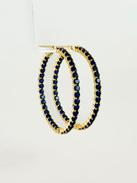 CZ Double Vision Big Hoops Earrings - Navy-230 Jewelry-Chasing Bandits-Coastal Bloom Boutique, find the trendiest versions of the popular styles and looks Located in Indialantic, FL