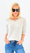 Soho Italian Boatneck Pullover - Ecru-140 Sweaters-Italianissimo-Coastal Bloom Boutique, find the trendiest versions of the popular styles and looks Located in Indialantic, FL