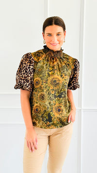 Wild Bloom Puff Sleeve Top-110 Short Sleeve Tops-VOY-Coastal Bloom Boutique, find the trendiest versions of the popular styles and looks Located in Indialantic, FL
