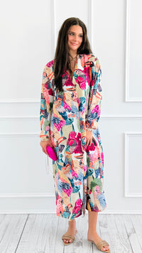 Feathered Mosaic Italian Long Dress-200 dresses/jumpsuits/rompers-CLEAR S-Coastal Bloom Boutique, find the trendiest versions of the popular styles and looks Located in Indialantic, FL