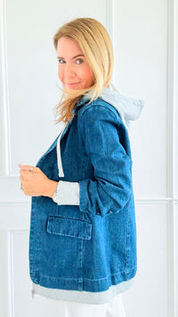 Layered Agenda Hooded Jacket - Dark-160 Jackets-RISEN JEANS-Coastal Bloom Boutique, find the trendiest versions of the popular styles and looks Located in Indialantic, FL