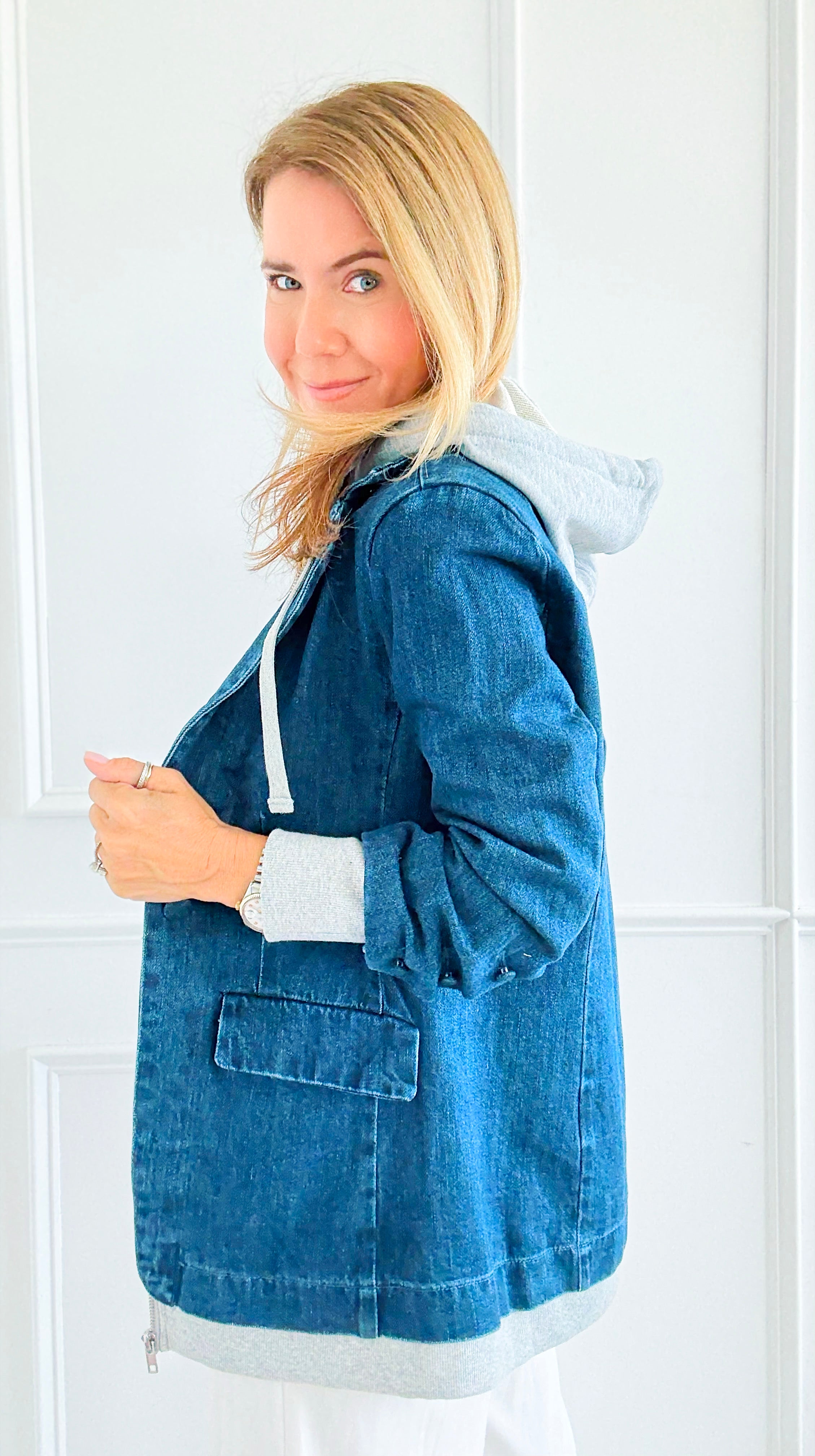 Layered Agenda Hooded Jacket - Dark-160 Jackets-RISEN JEANS-Coastal Bloom Boutique, find the trendiest versions of the popular styles and looks Located in Indialantic, FL