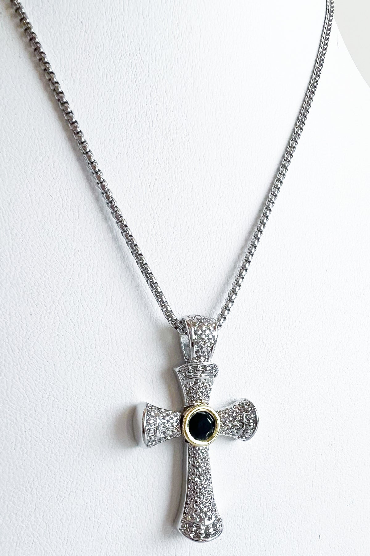 CZ Cross Pendant Necklace-230 Jewelry-Wona Trading-Coastal Bloom Boutique, find the trendiest versions of the popular styles and looks Located in Indialantic, FL