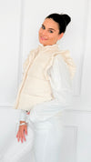 Ruffle & Ready Bow Puffer Vest - Cream-VEST-Jodifl-Coastal Bloom Boutique, find the trendiest versions of the popular styles and looks Located in Indialantic, FL