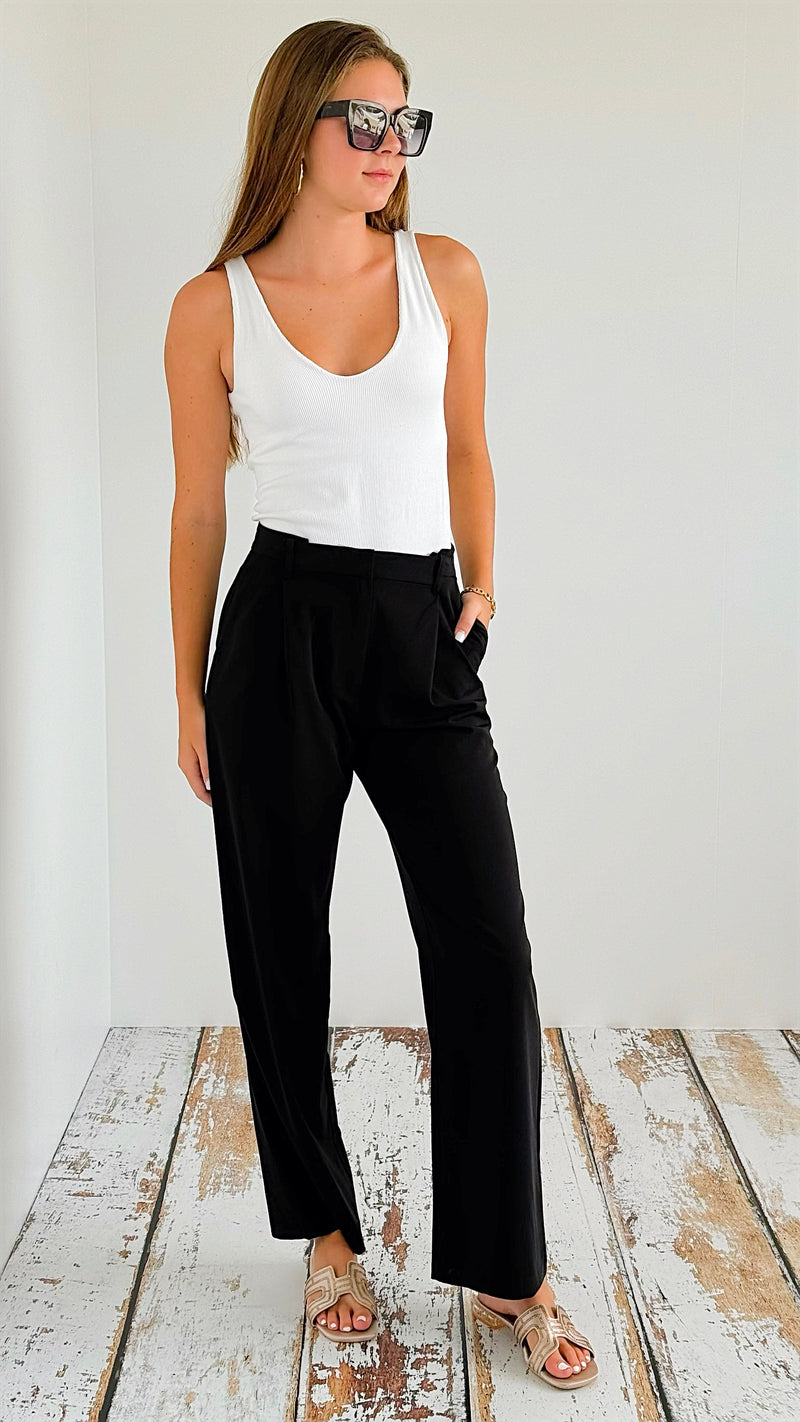 High Waisted Trousers-170 Bottoms-Edit By Nine-Coastal Bloom Boutique, find the trendiest versions of the popular styles and looks Located in Indialantic, FL