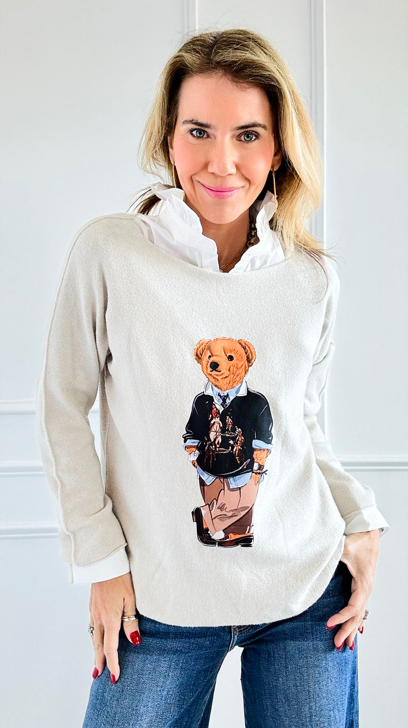 Jerry The Bear Italian Pullover- Ecru-140 Sweaters-Italianissimo-Coastal Bloom Boutique, find the trendiest versions of the popular styles and looks Located in Indialantic, FL