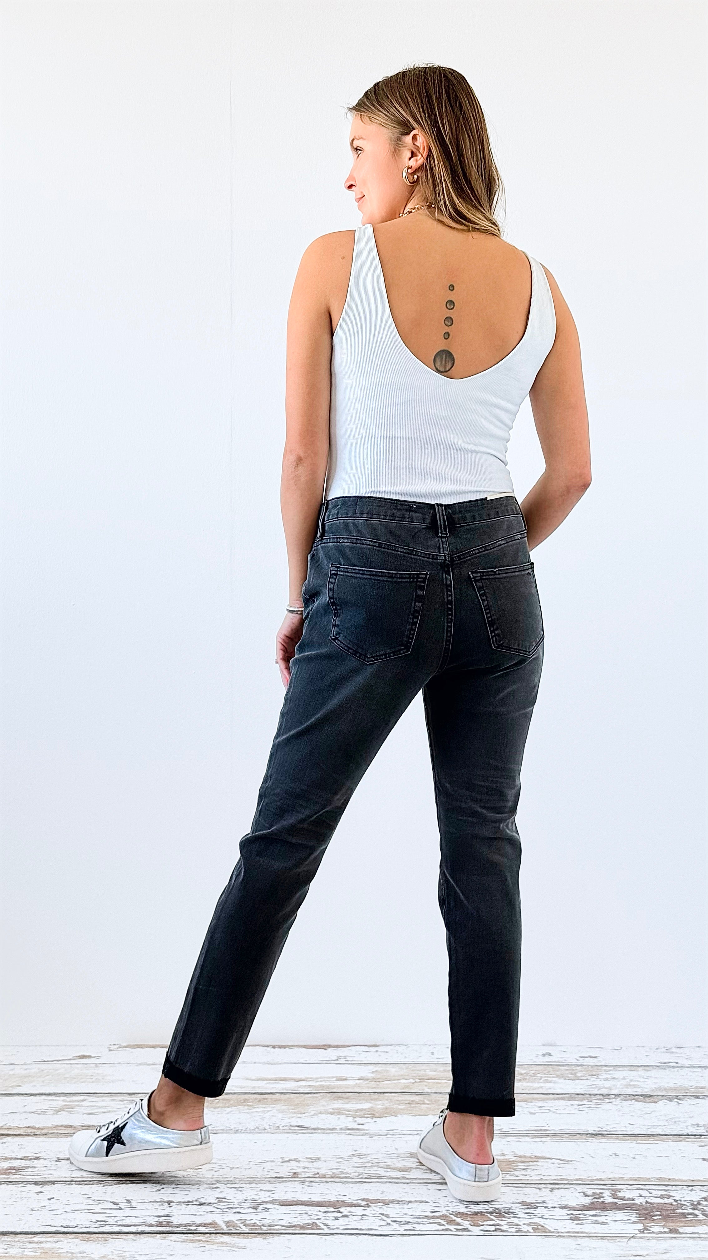 Black Mid-Rise Pants-170 Bottoms-mystree-Coastal Bloom Boutique, find the trendiest versions of the popular styles and looks Located in Indialantic, FL