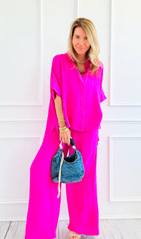 Desert Sunset Draped Set - Hot Pink-210 Loungewear/Sets-ODDI-Coastal Bloom Boutique, find the trendiest versions of the popular styles and looks Located in Indialantic, FL