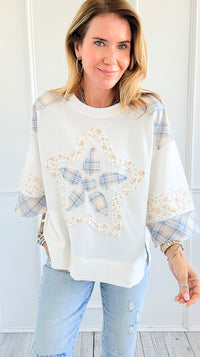 Coastal Star Patch Sweatshirt-110 Long Sleeve Tops-oddi-Coastal Bloom Boutique, find the trendiest versions of the popular styles and looks Located in Indialantic, FL