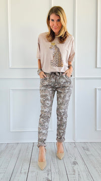 Wish List Camo Italian Joggers- Taupe-pants-Italianissimo-Coastal Bloom Boutique, find the trendiest versions of the popular styles and looks Located in Indialantic, FL