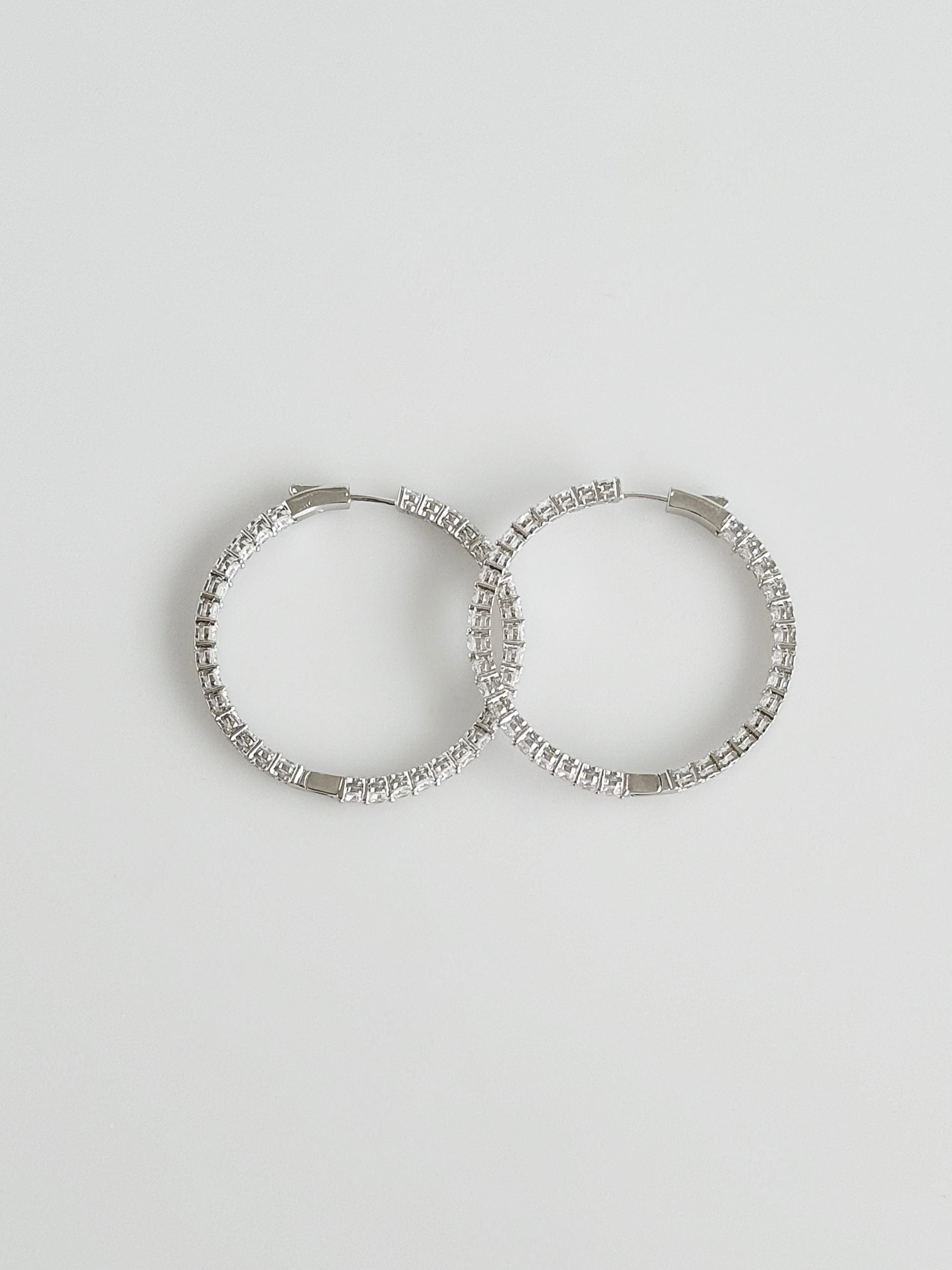 Double Vision 1.65" 3MM Eternity Hoop Earrings-230 Jewelry-NYC-Coastal Bloom Boutique, find the trendiest versions of the popular styles and looks Located in Indialantic, FL