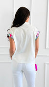 Park Avenue Silk-Trim Blouse-00 Sleevless Tops-PASTEL DESIGN-Coastal Bloom Boutique, find the trendiest versions of the popular styles and looks Located in Indialantic, FL