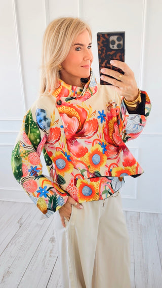 Garden Party Italian Kaleidoscope Jacket- Beige
