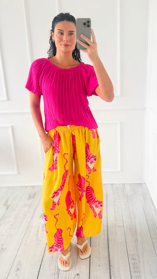 Pleated in Motion Top - Hot Pink