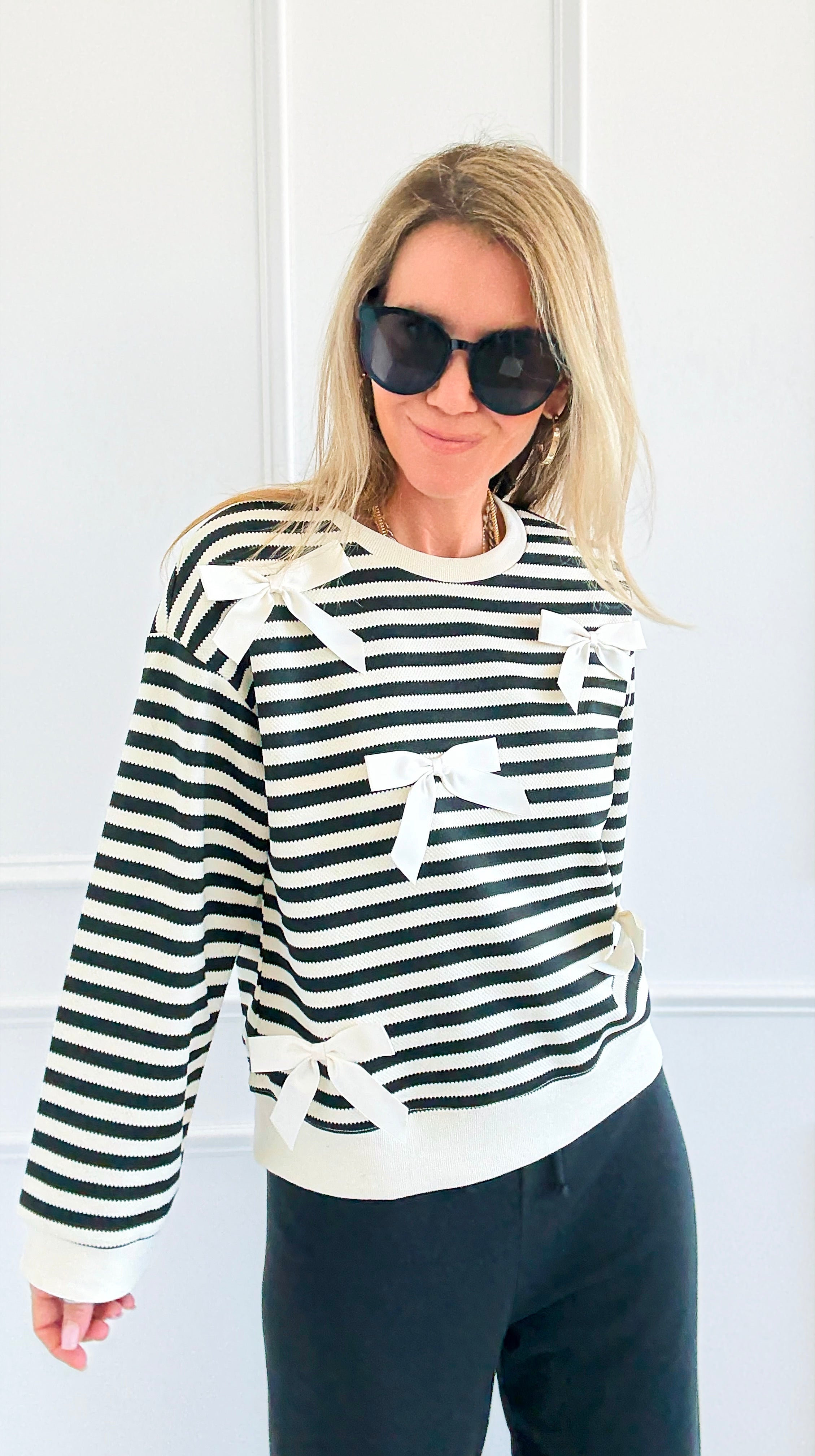 Tied & True Striped Top-130 Long Sleeve Tops-JODIFL-Coastal Bloom Boutique, find the trendiest versions of the popular styles and looks Located in Indialantic, FL