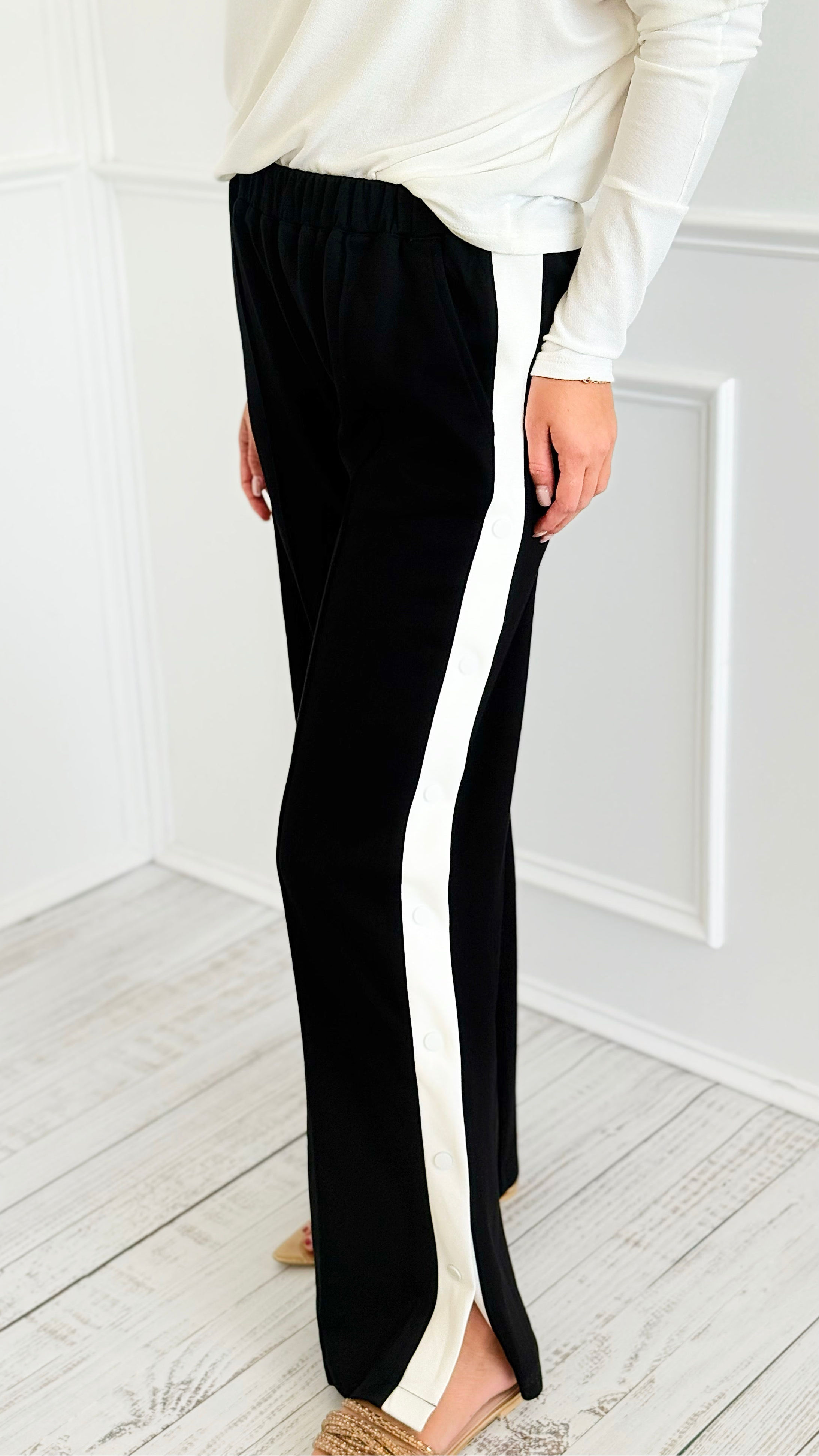 Side Hustle Snap Track Pants-170 Bottoms-White Birch-Coastal Bloom Boutique, find the trendiest versions of the popular styles and looks Located in Indialantic, FL