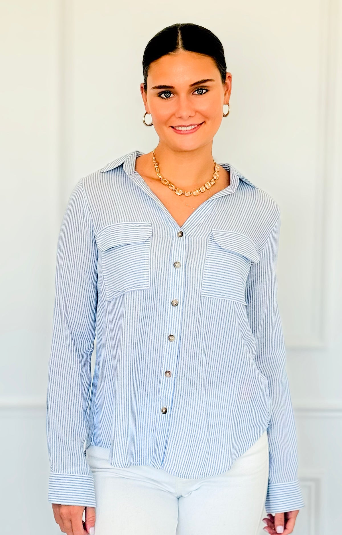 Timeless Lines Fitted Top-130 Long Sleeve Tops-Blu Pepper-Coastal Bloom Boutique, find the trendiest versions of the popular styles and looks Located in Indialantic, FL