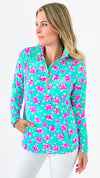 Blooming Quarter-Zip Top-130 Long Sleeve Tops-ARYEH-Coastal Bloom Boutique, find the trendiest versions of the popular styles and looks Located in Indialantic, FL