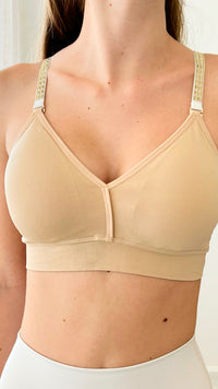 One Size Bra Nude Plunge w/ Gold Embellished White Straps-220 Intimates-Strap-its-Coastal Bloom Boutique, find the trendiest versions of the popular styles and looks Located in Indialantic, FL