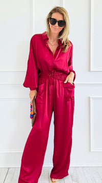 Slow Mornings Set - Burgundy-210 Loungewear/Sets-Jodifl-Coastal Bloom Boutique, find the trendiest versions of the popular styles and looks Located in Indialantic, FL
