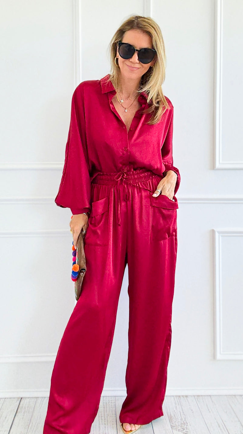 Slow Mornings Set - Burgundy-210 Loungewear/Sets-Jodifl-Coastal Bloom Boutique, find the trendiest versions of the popular styles and looks Located in Indialantic, FL