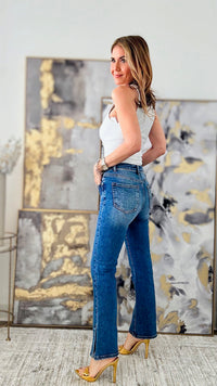 High Rise Bootcut Jeans-190 Denim-RISEN JEANS-Coastal Bloom Boutique, find the trendiest versions of the popular styles and looks Located in Indialantic, FL