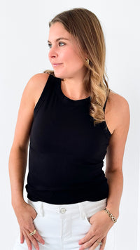 Ribbed Crew Neck Tank Top - Black-100 Sleeveless Tops-Zenana-Coastal Bloom Boutique, find the trendiest versions of the popular styles and looks Located in Indialantic, FL