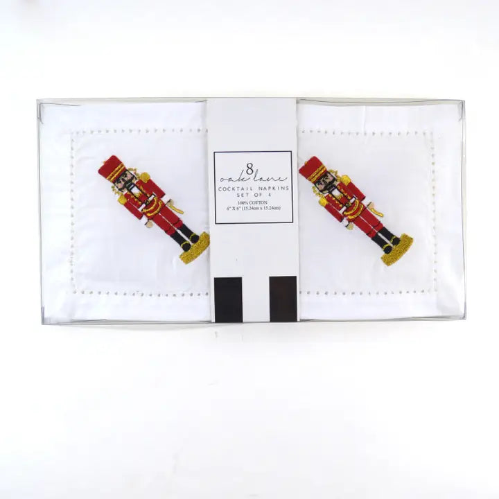 Nutcracker Embroidered Cocktail Napkin Set-260 Other Accessories-8 Oak Lane-Coastal Bloom Boutique, find the trendiest versions of the popular styles and looks Located in Indialantic, FL