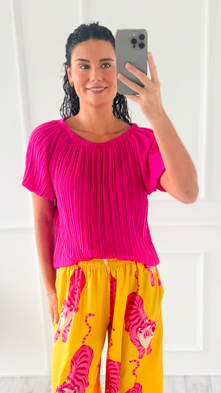 Pleated in Motion Top - Hot Pink
