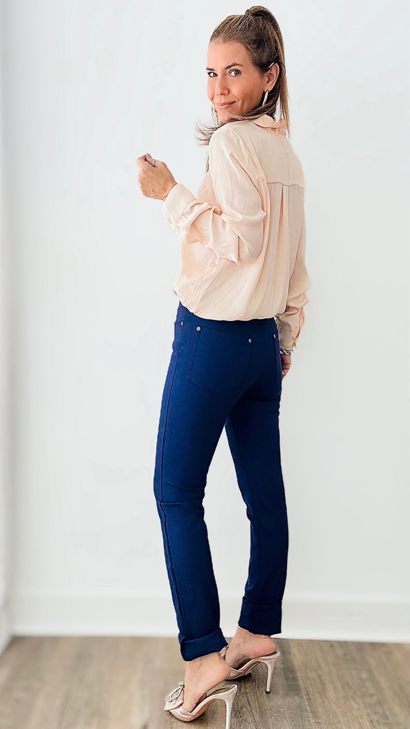 Ultra Stretch Lux Skinny Pants - Navy-170 Bottoms-Tempo-Coastal Bloom Boutique, find the trendiest versions of the popular styles and looks Located in Indialantic, FL