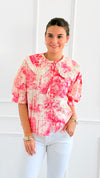 Countryside Reverie Puff Sleeve Top - Red-110 Short Sleeve Tops-GIGIO-Coastal Bloom Boutique, find the trendiest versions of the popular styles and looks Located in Indialantic, FL