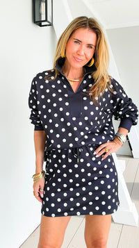 Whimsical Polka Whisper Two-Piece Set - Black