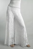 Lace Italian Palazzos - White-170 Bottoms-Tempo-Coastal Bloom Boutique, find the trendiest versions of the popular styles and looks Located in Indialantic, FL