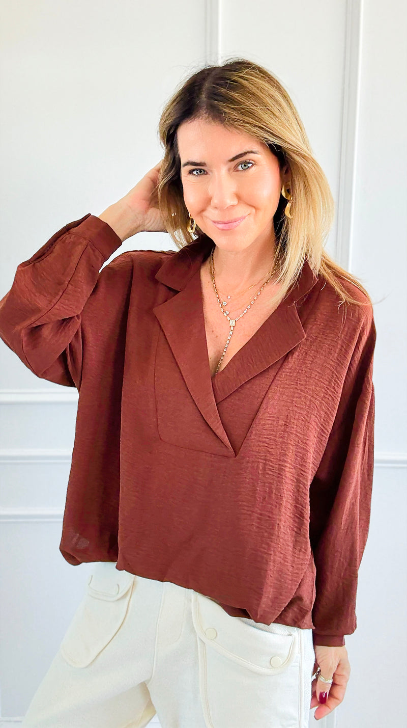 Textured Treasure Woven Top-110 Long Sleeve Tops-LIME 'N' CHILI-Coastal Bloom Boutique, find the trendiest versions of the popular styles and looks Located in Indialantic, FL