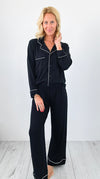 Dreamy Nights Pajama Set - Black-210 Loungewear/Sets-Zenana-Coastal Bloom Boutique, find the trendiest versions of the popular styles and looks Located in Indialantic, FL